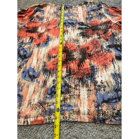 JM Collection Abstract Floral Long Sleeve Top Size XL Tunic 100% Cotton India - Picture 5 of 8